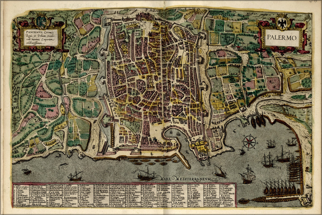 24"x36" Gallery Poster, map of palermo italy 1612
