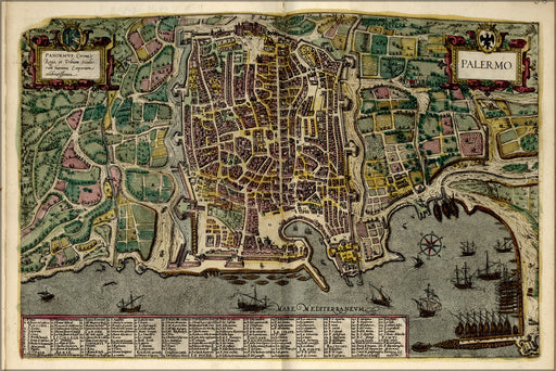 24"x36" Gallery Poster, map of palermo italy 1612