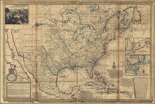 24"x36" Gallery Poster, map of parts of America claimed by France 1720