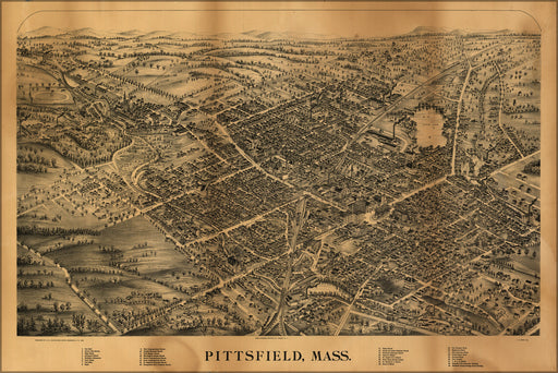 24"x36" Gallery Poster, map of pittsfield, Massachusetts 1899