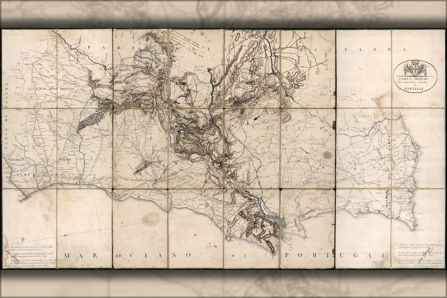 24"x36" Gallery Poster, map of portugal during the Peninsular War 1808