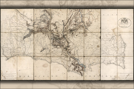 24"x36" Gallery Poster, map of portugal during the Peninsular War 1808
