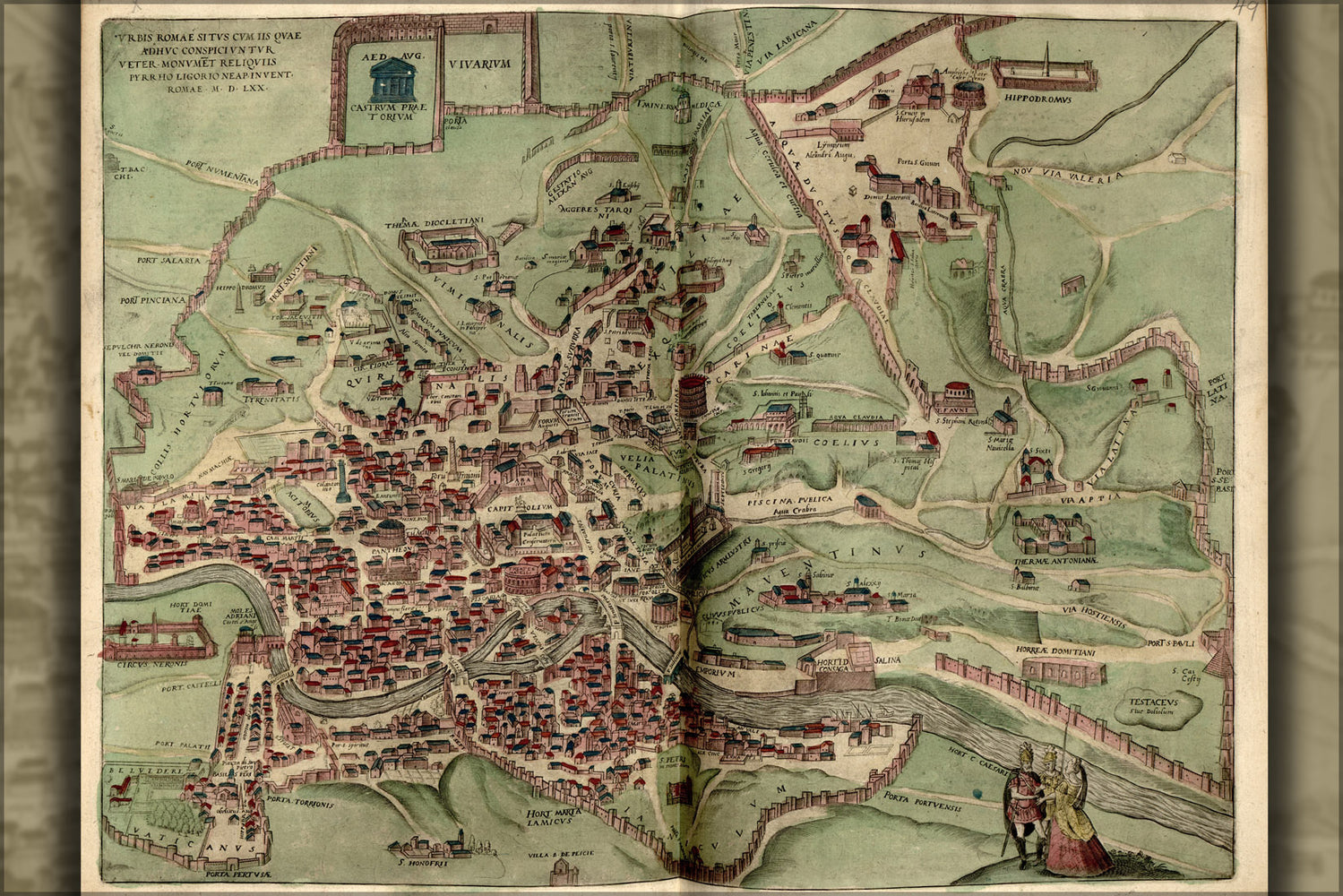 24"x36" Gallery Poster, map of rome 1570