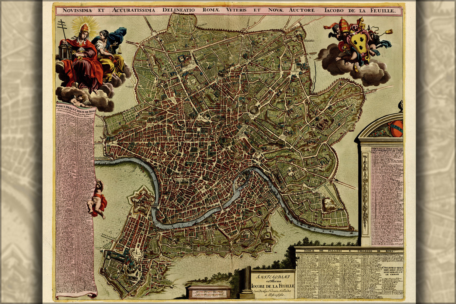 24"x36" Gallery Poster, map of rome 1709