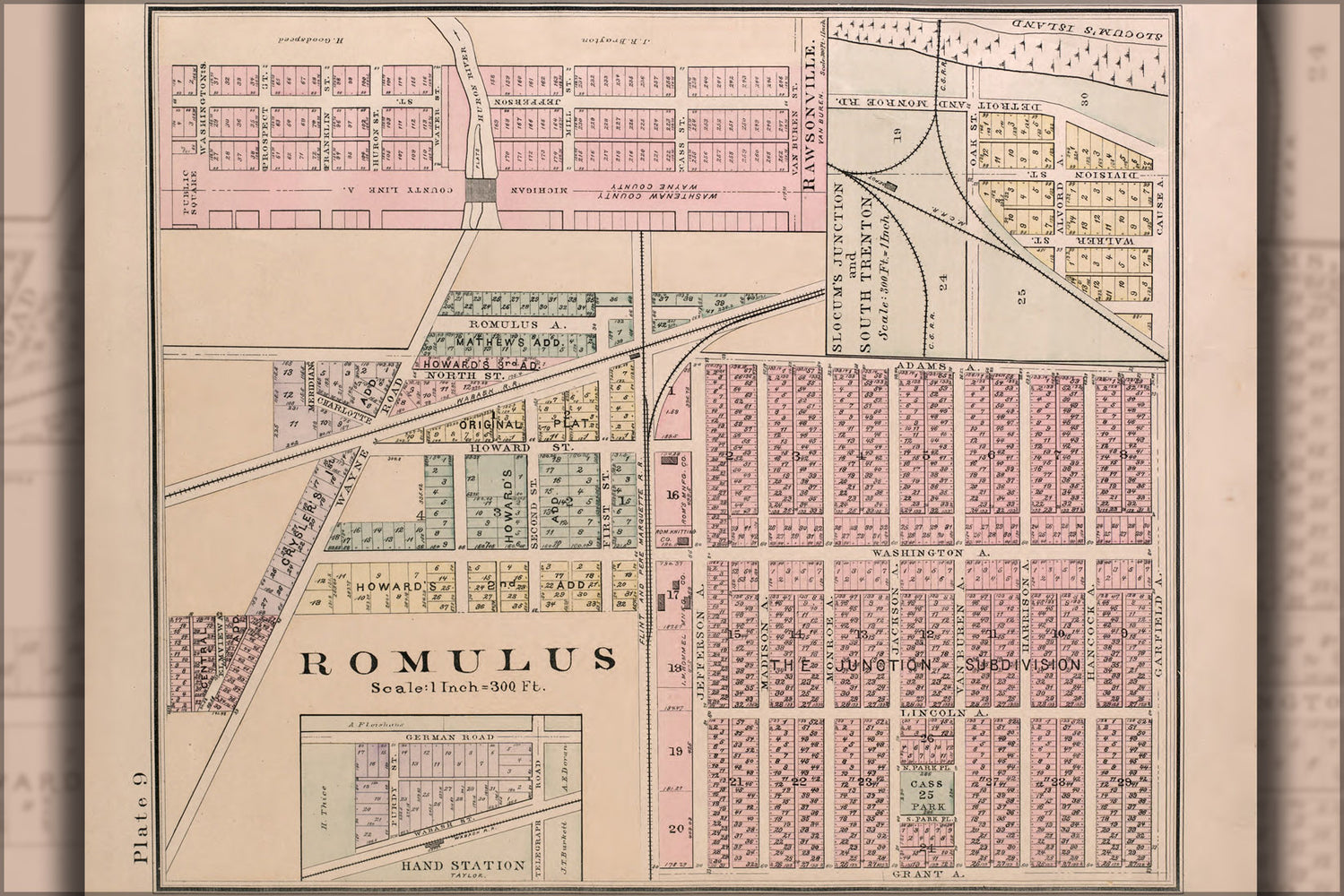 24"x36" Gallery Poster, map of romulus michigan 1891