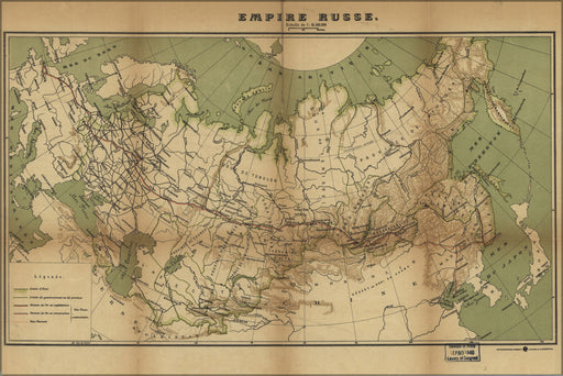 24"x36" Gallery Poster, map of russian empire 1900
