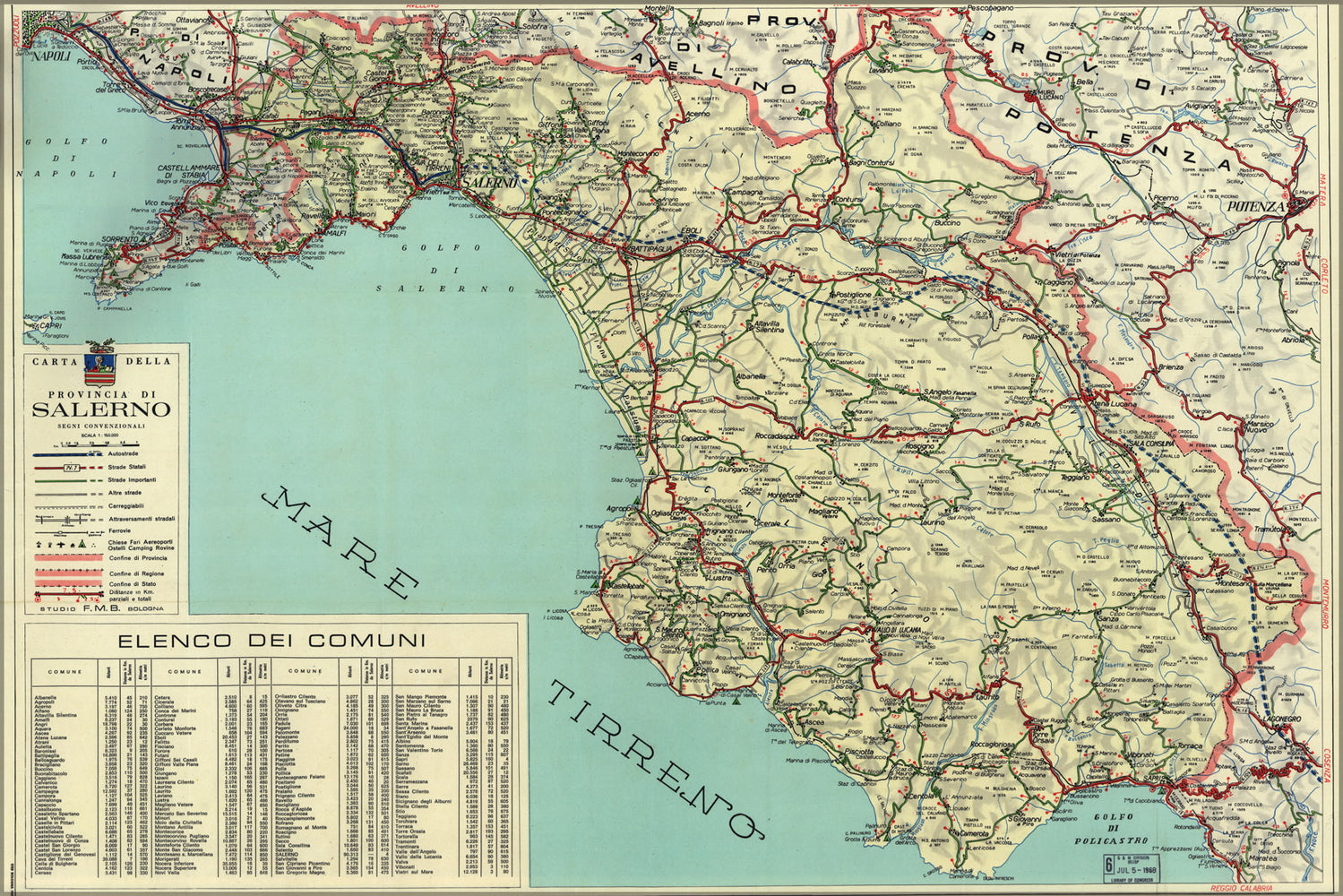24"x36" Gallery Poster, map of salerno italy 1966
