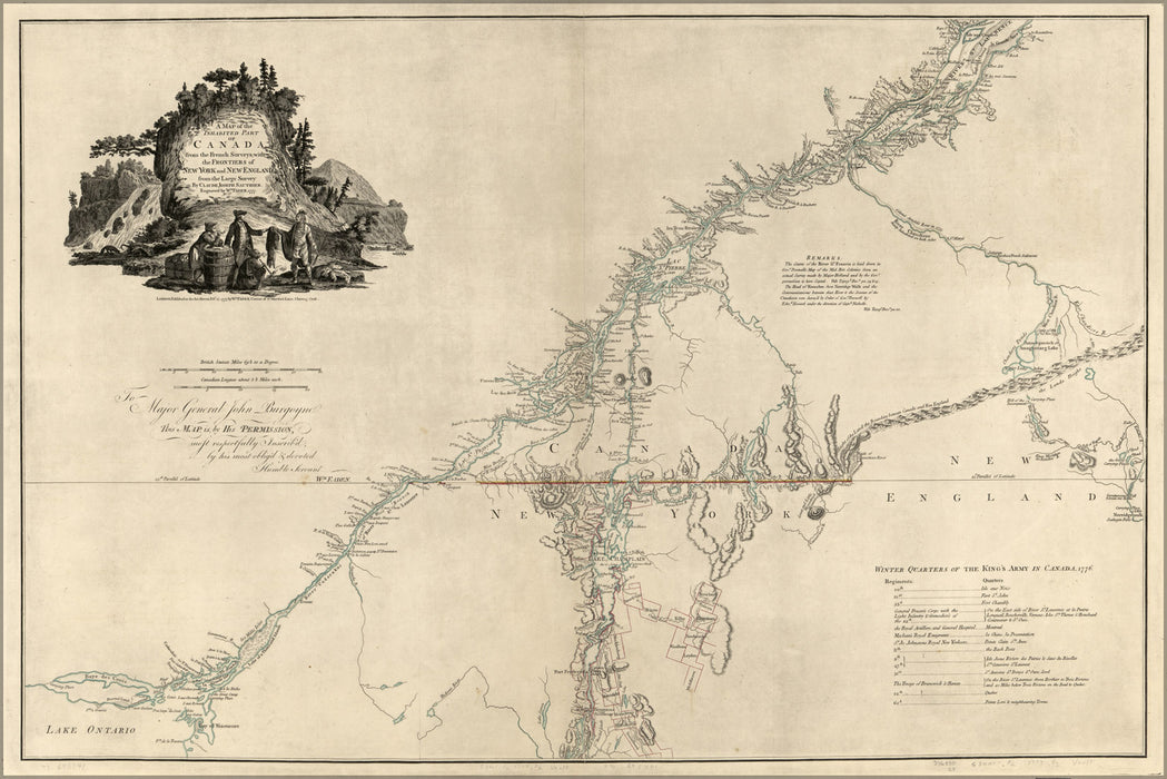 24"x36" Gallery Poster, map of settled part of Canada 1777