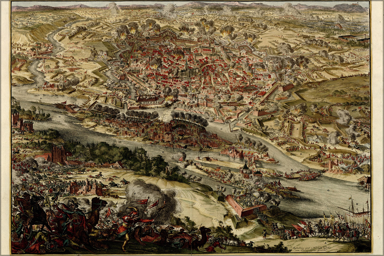24"x36" Gallery Poster, map of siege of vienna, austria