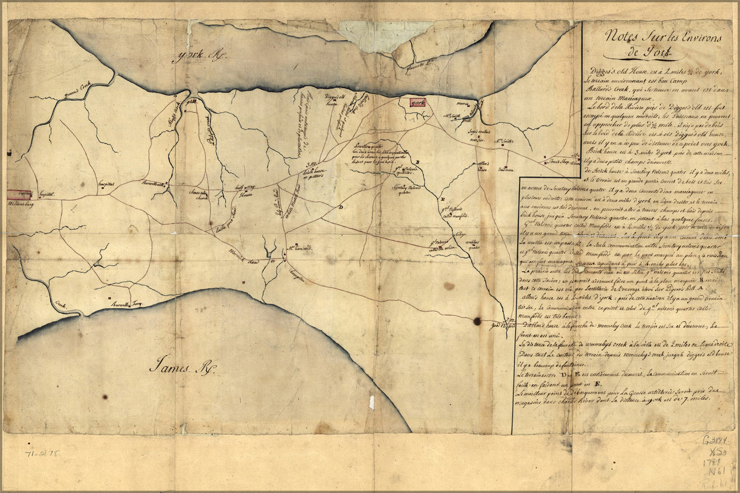 24"x36" Gallery Poster, map of siege of yorktown virginia 1781 in french