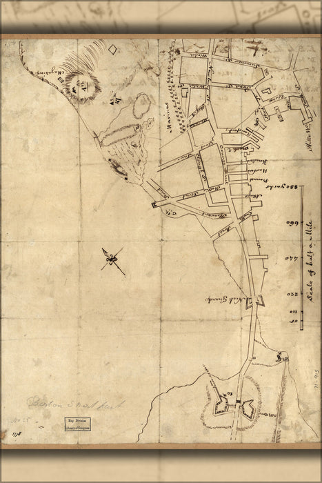 24"x36" Gallery Poster, map of south west Boston 1775