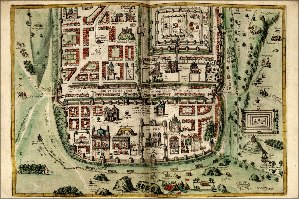 24"x36" Gallery Poster, map of southern jerusalem 1612