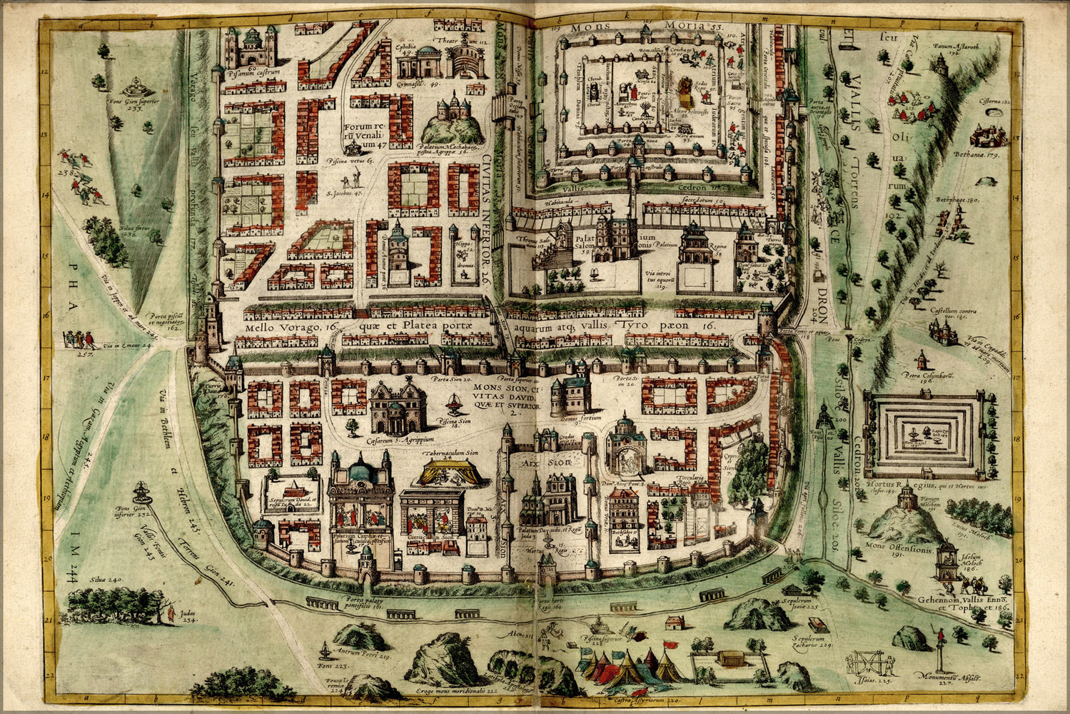 24"x36" Gallery Poster, map of southern jerusalem 1612