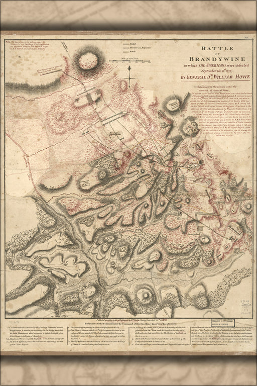 24"x36" Gallery Poster, map of the Battle of Brandywine 1777