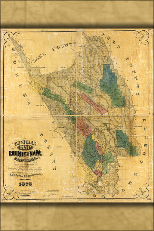 24"x36" Gallery Poster, map of the County of Napa, California 1876 p2