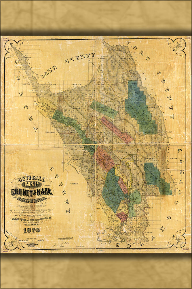 24"x36" Gallery Poster, map of the County of Napa, California 1876 p2
