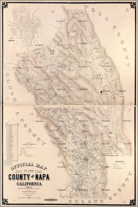 24"x36" Gallery Poster, map of the County of Napa, California 1895