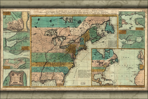 24"x36" Gallery Poster, map of the English empire in North America 1755