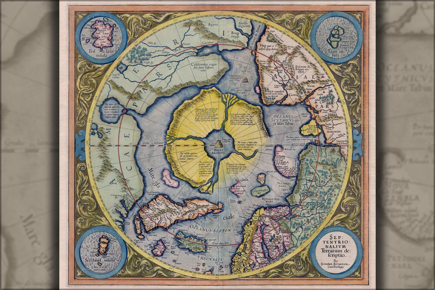 24"x36" Gallery Poster, map of the North Pole 1623 artic