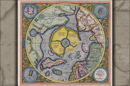 24"x36" Gallery Poster, map of the North Pole 1623 artic