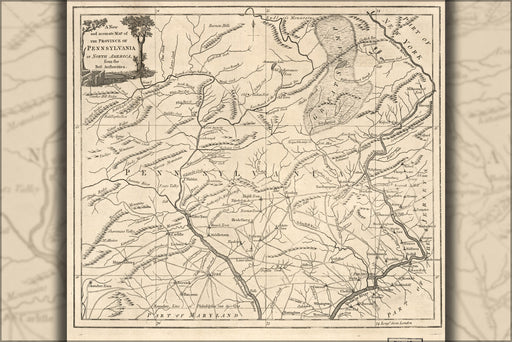24"x36" Gallery Poster, map of the Province of Pennsylvania 1780