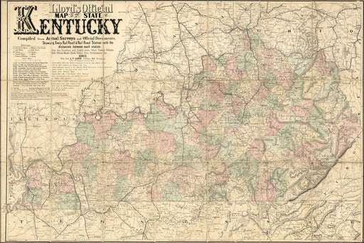 24"x36" Gallery Poster, map of the State of Kentucky 1863