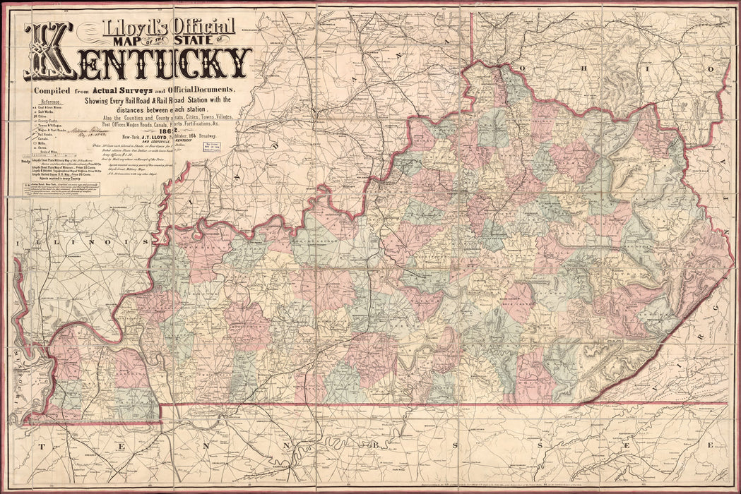 24"x36" Gallery Poster, map of the State of Kentucky p2