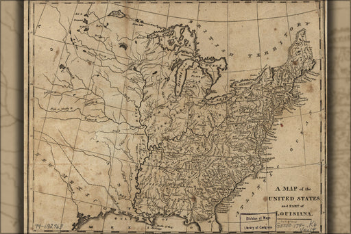 24"x36" Gallery Poster, map of the United States 1780