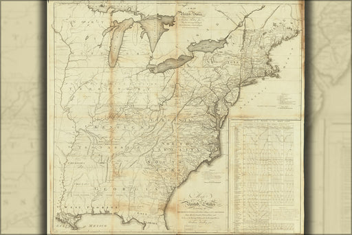 24"x36" Gallery Poster, map of the United States 1796