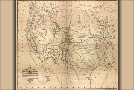 24"x36" Gallery Poster, map of the United States 1859