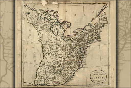 24"x36" Gallery Poster, map of the United States of America 1783 p2