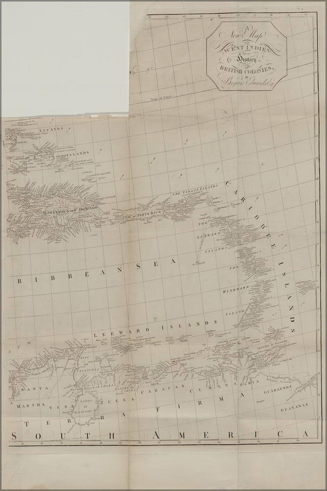 24"x36" Gallery Poster, map of the West Indies 18th century