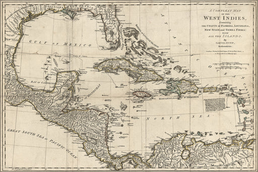 24"x36" Gallery Poster, map of the West Indies cuba florida jamaica 1776