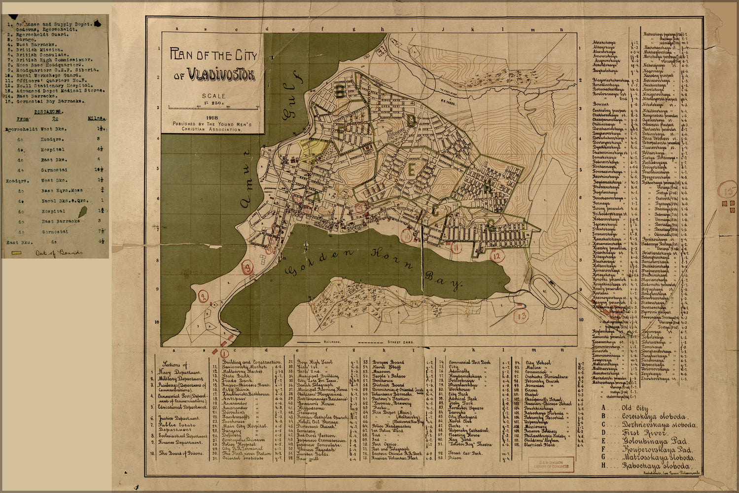 24"x36" Gallery Poster, map of the city of Vladivostok russia 1918