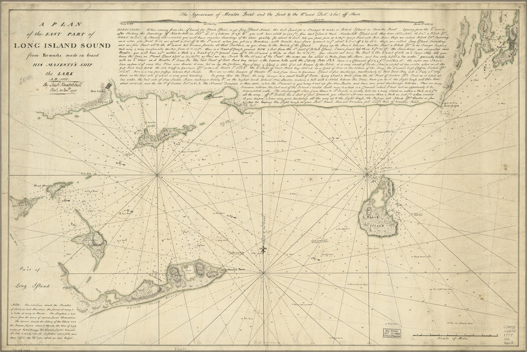 24"x36" Gallery Poster, map of the east part of Long Island Sound 1777