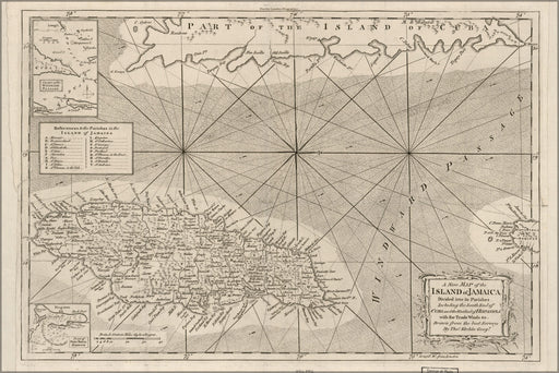 24"x36" Gallery Poster, map of the island of Jamaica 1765