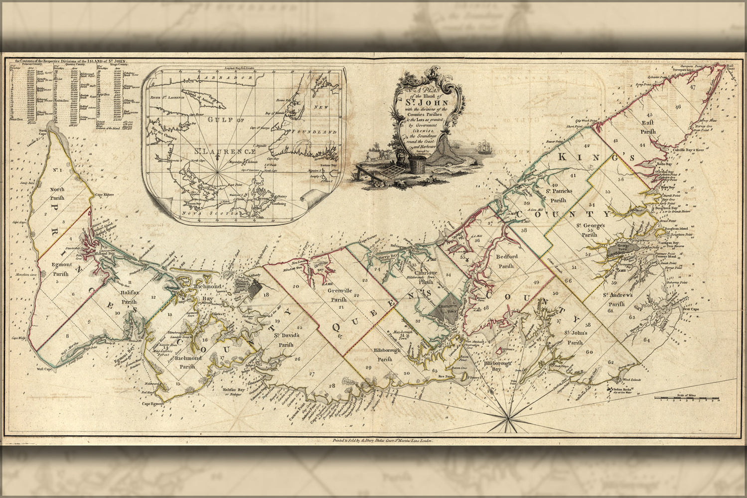 24"x36" Gallery Poster, map of the island of St. John 1777