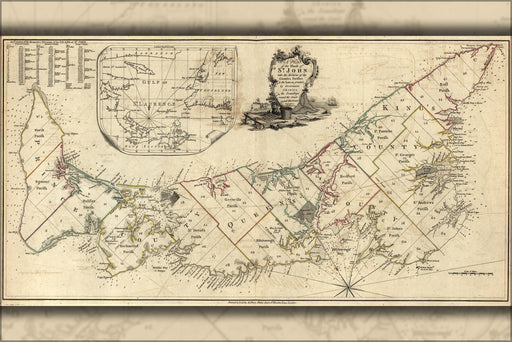 24"x36" Gallery Poster, map of the island of St. John 1777