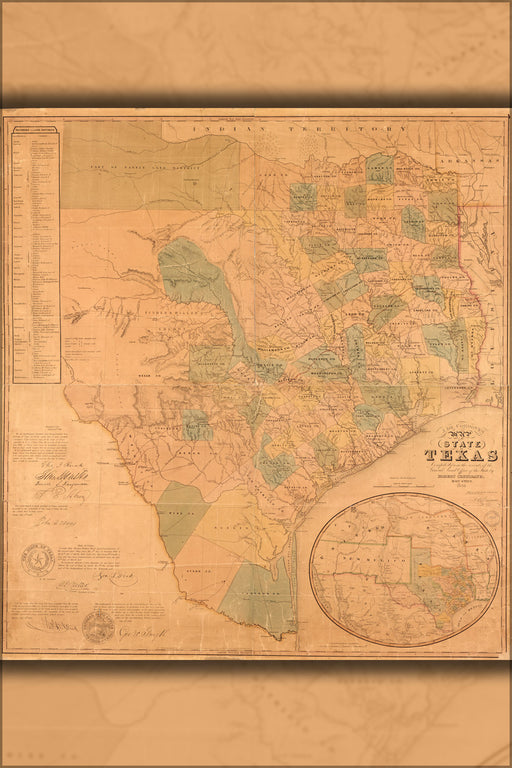 24"x36" Gallery Poster, map of the state of Texas 1853 p2