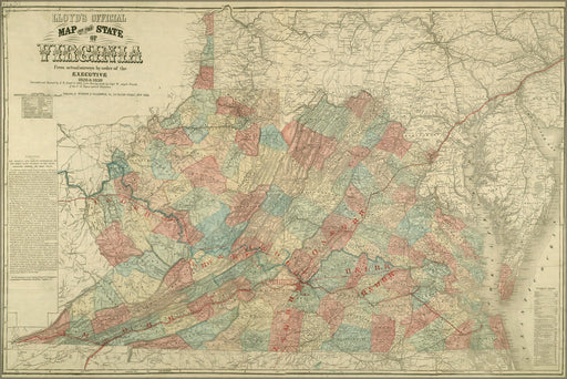 24"x36" Gallery Poster, map of the state of Virginia 1862 p2