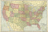 24"x36" Gallery Poster, map of the united states of america 1908