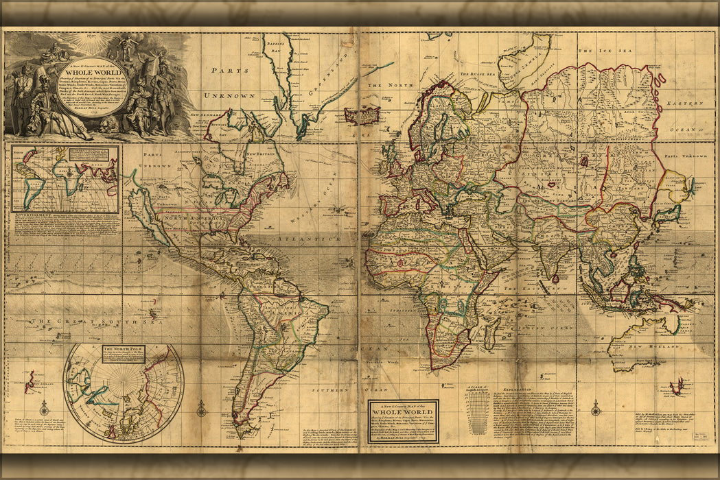 24"x36" Gallery Poster, map of the whole World 1799