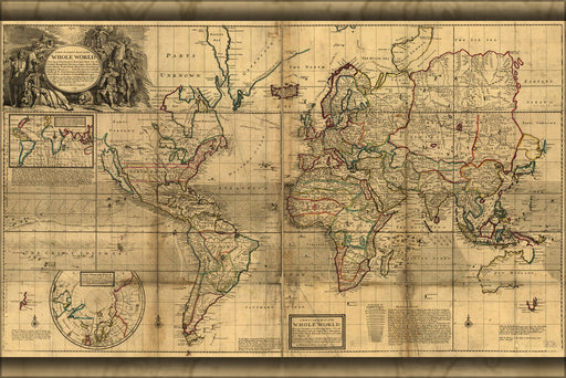 24"x36" Gallery Poster, map of the whole World 1799