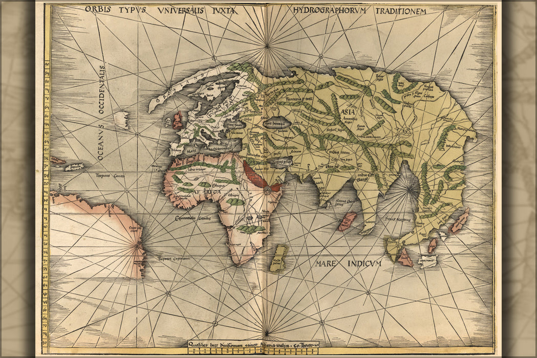 24"x36" Gallery Poster, map of the world 1513 P3