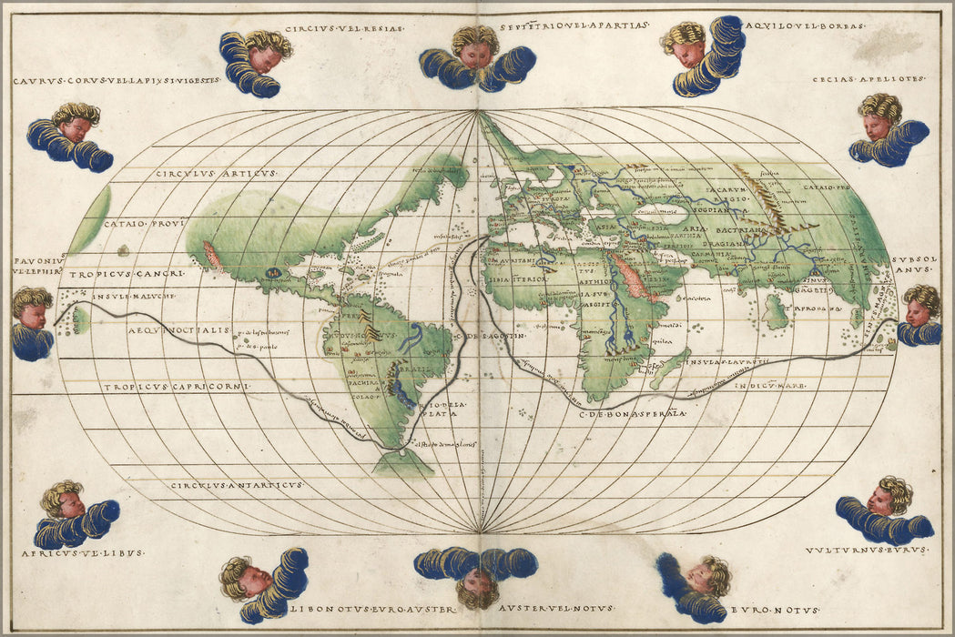 24"x36" Gallery Poster, map of the world 1544