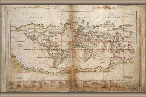 24"x36" Gallery Poster, map of the world 1630