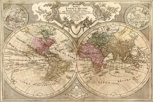 24"x36" Gallery Poster, map of the world 1775 in latin