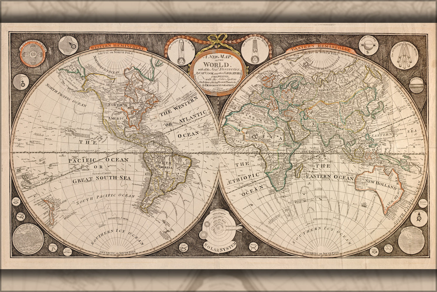 24"x36" Gallery Poster, map of the world 1799