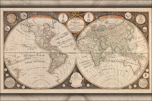 24"x36" Gallery Poster, map of the world 1799