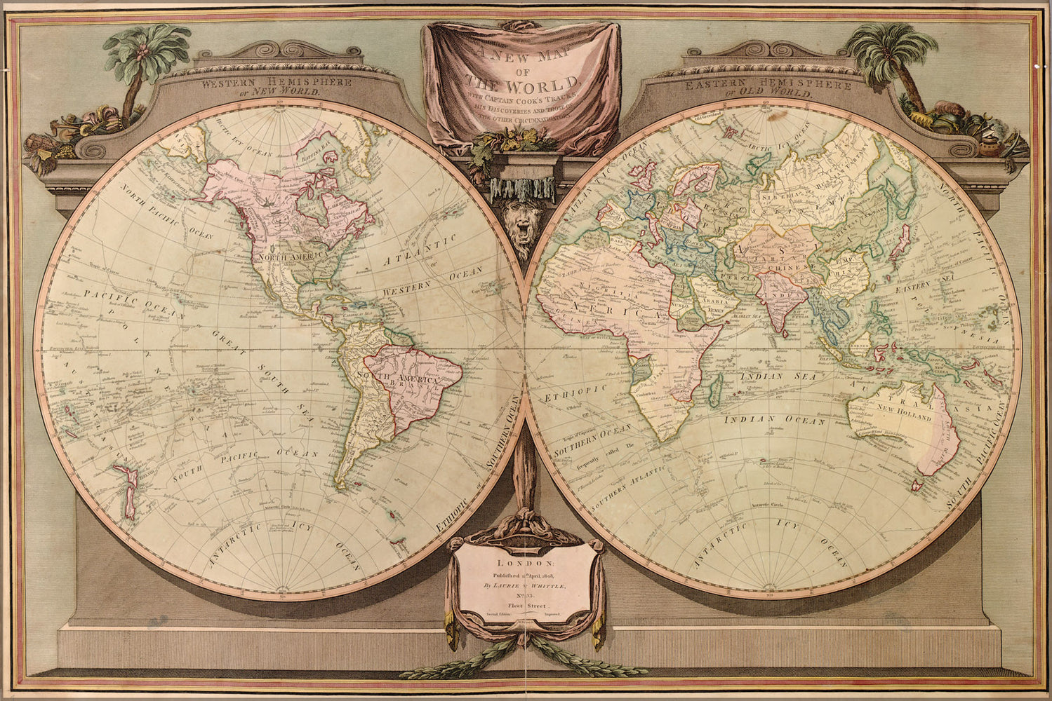 24"x36" Gallery Poster, map of the world 1808